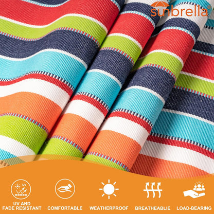 Lazy Daze 12 FT Sunbrella Fabric Hammock with Spreader Bars and Free Pillow Fits for Two Persons, All Weather and Fade Resistant for Patio Yard, 450 lbs Weight Capacity, Carousel Confetti