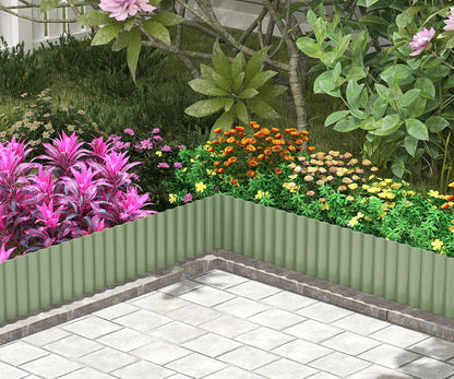 Metal Garden Edging Border, Corrugated Steel Landscaping, DIY for Lawn (Green, 6 Inch x 20FT)