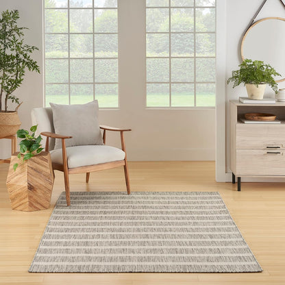 Nourison Home Positano Indoor/Outdoor Grey Ivory 5' x 7' Area Rug, Easy Cleaning, Non Shedding, Bed Room, Living Room, Dining Room, Deck, Backyard, Patio (5x7)
