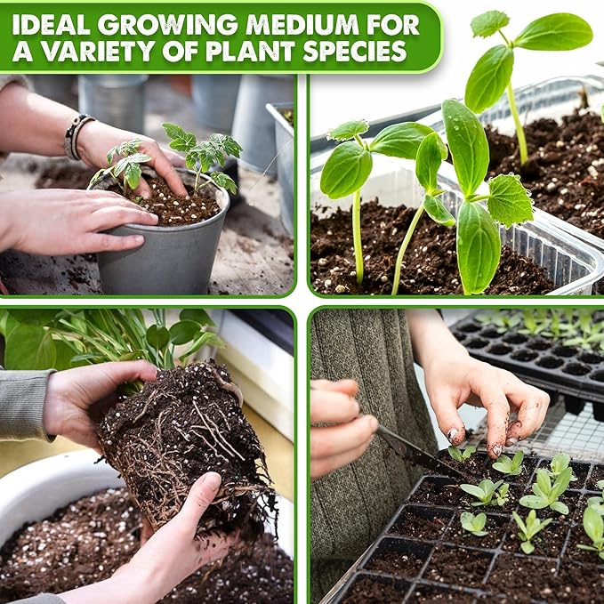 DUSPRO Recycle 4 QRT Seed Starter Soil Pre-Mixed Seed Starting Mix for Young Plant Seeds, Soilless Formula Moisture Retention, Aeration & Nutrient Seed Starting Soil 4in1