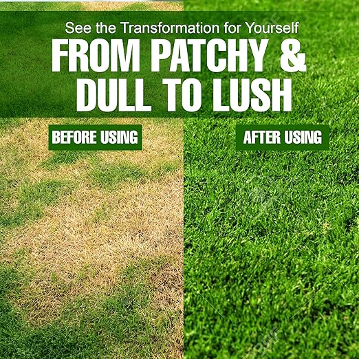 Slow Release Lawn Fertilizer 25-5-10 NPK - 65% Granular Nitrogen Formula for Deep Feeding up to 110 Days - 10kg (22lbs) Bag - Kid & Pet Safe Lawn Care for Lush Green Grass