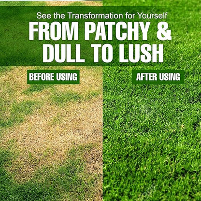 Slow Release Lawn Fertilizer 25-5-10 NPK - 65% Granular Nitrogen Formula for Deep Feeding up to 110 Days - 20kg (44lbs) Bag - Kid & Pet Safe Lawn Care for Lush Green Grass