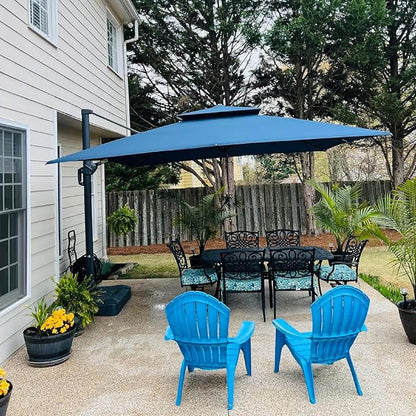 PURPLE LEAF 12 FT Cantilever Patio Umbrella Outdoor Umbrella with 330lbs Base Large Square Windproof Offset Umbrella for Pool Deck Garden, Ocean Slate