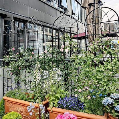 8 Pack Metal Garden Trellis 71" H Garden Fence Rustproof Trellis for Climbing Plants Support Roses Flower Outdoor Lawn Black