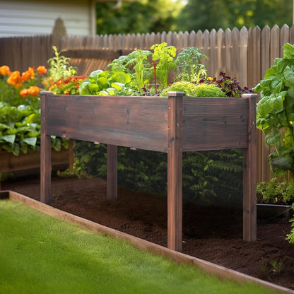 MUPATER 4' x 2' Raised Garden Bed, Raised Garden Bed with Four Legs & Elevated Planter Box and Drainage Holes for Herbs and Vegetables, Outdoor and Indoor, Rustic