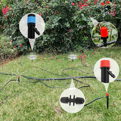 240FT Drip Irrigation System Kit, Automatic Garden Watering Misting System for Greenhouse, Yard, Lawn, Plant with 1/2 inch Hose 1/4 inch Distribution Tubing and Accessories