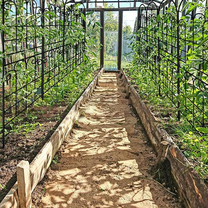 LZRS 4 Pack 71x20in Rustic Iron Arch Decoration Garden Trellis with Black Metal Coating – Perfect for Supporting Climbing Plants Outdoor, Roses, Vines, Flowers, and Vegetables.