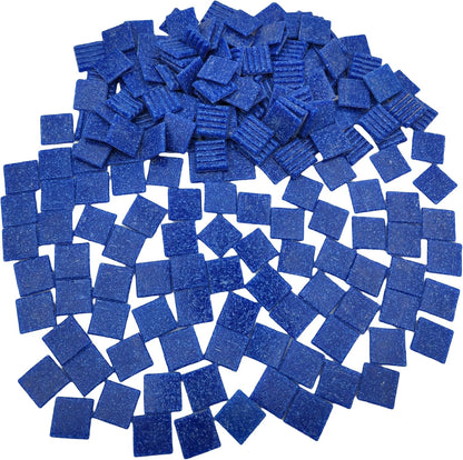 3/4 inch Quartz Glass Mosaic Tiles for Crafts, 1.1 LB, Square Mosaic Pieces for DIY Picture, Home Mosaic Decoration (Navy Blue)