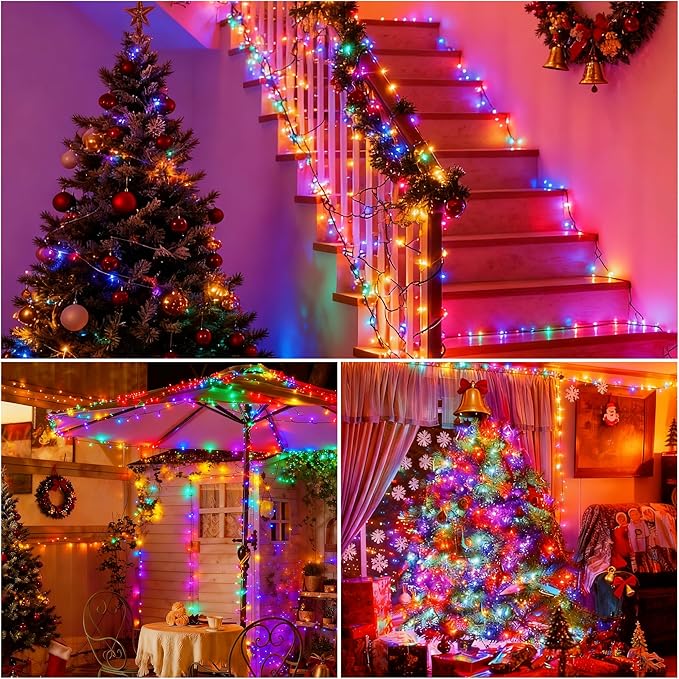[6 Pack] Solar String Lights Multicolored, 236 FT 600 LED Solar Twinkle Light Outdoor with 8 Modes & Memory Function, Solar Christmas Lights Waterproof Chrismas Lights for Xmas Tree Party Decorations