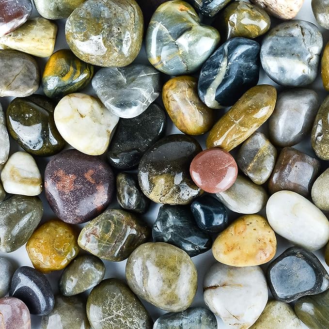 5 lbs Approx. 82 River Rocks Stones for Plants Pebbles for Indoor Plants | Aquarium Fish Tank Rocks | Polished Decorative Rocks for Vases (1.6-2.4 Inches)