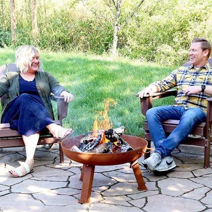 Sunnydaze 24-Inch Cast Iron Heavy-Duty Fire Pit for Outside - Wood-Burning Outdoor Fire Pit Bowl with Handles - Oxidized Finish