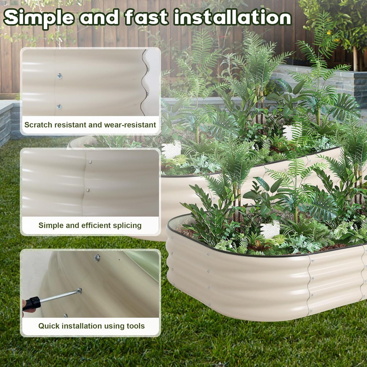 Galvanized Raised Garden Bed Kit Outdoor Metal Garden Planter Box for Backyard Gardening, Planting Vegetables, and Patio (70.8"x35.4"x11.8")