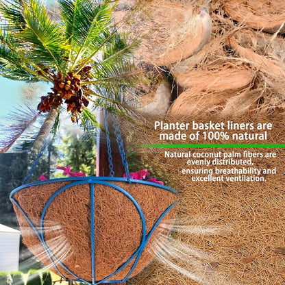 4 Pcs of 16-Inch Hanging Basket Coco Liners Replacement - Natural Round Coconut Fiber Planter Basket Liners for Hanging Basket Flowers