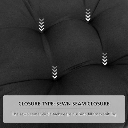 RACE LEAF Outdoor Cushions 17" x 17" Patio Chair Seat Pads, Set of 2 Thick Fill Tufted Square Patio Cushions, Water-Resistant Olefin Chair Seat Cushion with Ties for Non-Slip Support, Black