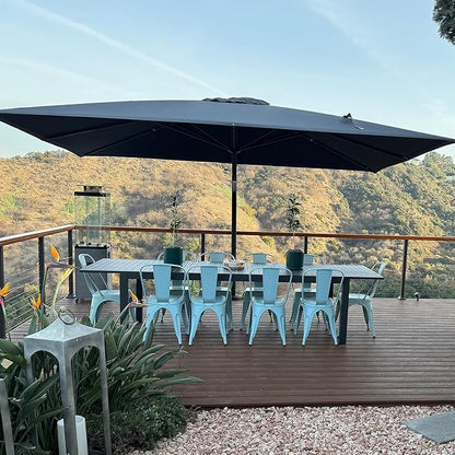 PURPLE LEAF 10' X 13' Rectangle Patio Umbrella with Base Large Windproof Offset Hanging Outdoor Umbrella Cantilever Umbrella Outdoor Patio Grey