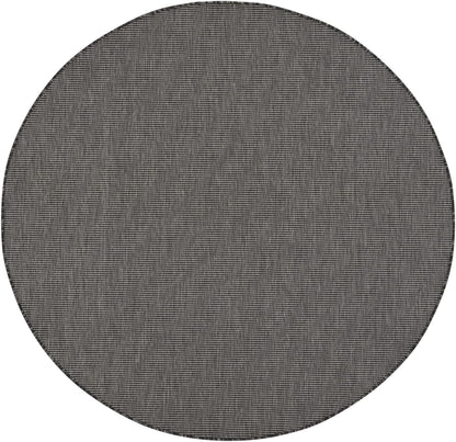 Nourison Positano Indoor/Outdoor Charcoal 6' x Round Area Rug, Easy Cleaning, Non Shedding, Bed Room, Living Room, Dining Room, Backyard, Deck, Patio (6 Round)