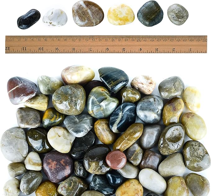5 lbs Approx. 82 River Rocks Stones for Plants Pebbles for Indoor Plants | Aquarium Fish Tank Rocks | Polished Decorative Rocks for Vases (1.6-2.4 Inches)