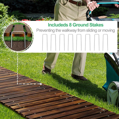 RELIANCER 8' Wooden Garden Pathway,Outdoor Roll Out Cedar Straight Walkway,Patio Path Decorative Garden Boardwalk Walkways,Weather-Resistant Roll Up Beach Wood Road Floor,Wedding Party Pathways