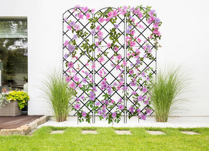Giant Trellis, 108” high (9’ Tall) by 28” Wide Trellis with Arched top - Pack of 3 Complete trellises - by Meranti Home + Garden
