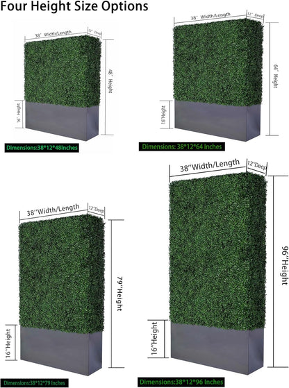 AGPL Artificial Hedge Wall (38" Width* 12" Deep* 96" Height) with Dark Gray Stainless Steel Planter Box (96.00)