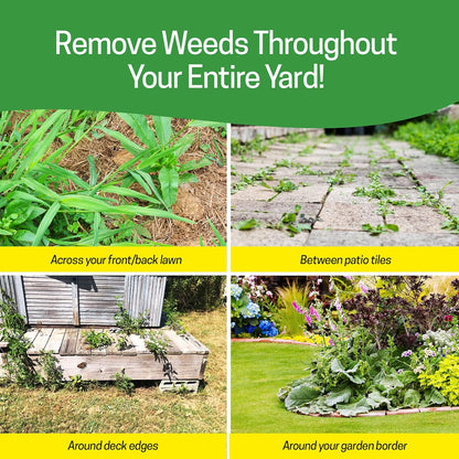 Spear Head Hoe Garden Tool - Long Handle Hoe with 59" Fiberglass Handle, 2 Cushioned Grips, & Stainless Steel Blade with Sharpened Edges & Rake - Multipurpose Garden Hoe for Weeding & More (Yellow)