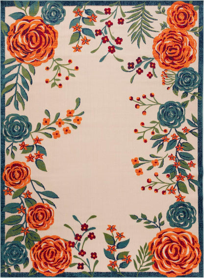 Nourison Home Aloha Indoor/Outdoor Ivory Multicolor 12' x 15' Area Rug, Easy-Cleaning, Non Shedding, Bed Room, Living Room, Dining Room, Backyard, Deck, Patio (12x15)