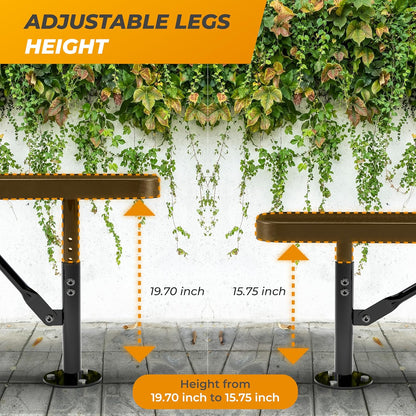 Heavy-Duty Outdoor Metal Bench, Thermoplastic-Coated, Surface, Weatherproof, Commercial-Grade for Parks, Gardens, Patios, Stores & More (6 Ft - Surface, Black)