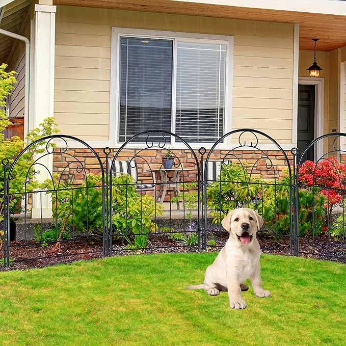 Garden Fence, 11ft(L) X 21in(H) 10 Pack Rustproof Metal No Dig Fence Panels, Garden Fencing Dog Fence Outdoor for Yard, Decorative Fences and Borders, Animal Barrier, Flower Bed, Patio