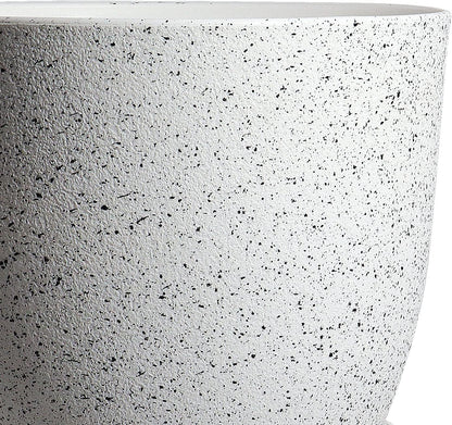Modern Plant Pots Set, 9/8/7.5 inch Plastic Planters for Indoor Plants, Stylish Flower Pots with Drainage Holes and Saucers for House Plants and Flowers, White Speckles