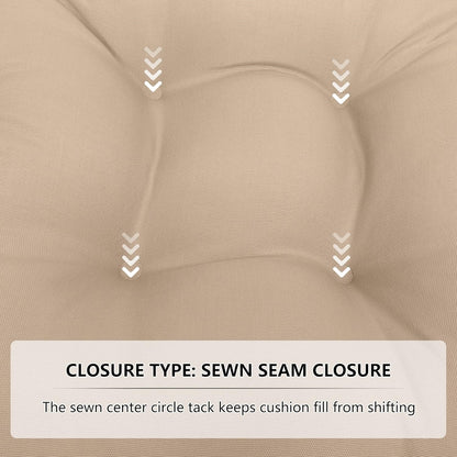 RACE LEAF Outdoor Seat Cushions Set of 2, 19" x 19" Square Patio Cushions, Plump Filling Tufted Water-Resistant Olefin Chair Seat Cushion with Ties for Non-Slip Support, Khaki