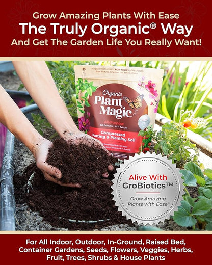 Compressed Organic Potting Soil for Garden, Plants & Vegetables - Expands 4x When Mixed with Water - Indoor or Outdoor Use - Plant Food Mix Derived from Natural Coconut Coir & Worm Castings Fertilizer