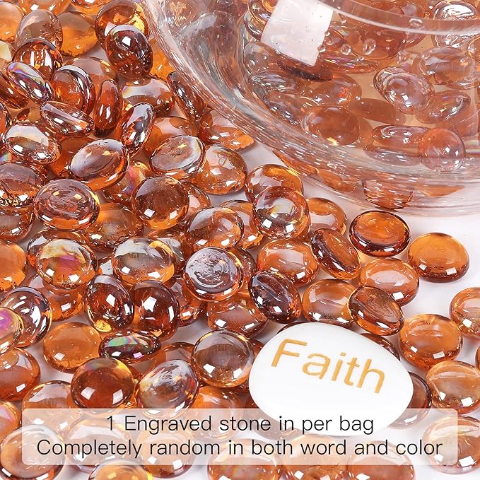 5LB Fire Glass Beads Flat Glass Marbles for Outdoor Fire Pit and Fireplace, Glass Gemstones for Vase Filler, Aquariums, Hydroponics Plants, Home Decor and Christmas DIY Craft, Amber