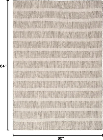 Nourison Home Positano Indoor/Outdoor Grey Ivory 5' x 7' Area Rug, Easy Cleaning, Non Shedding, Bed Room, Living Room, Dining Room, Deck, Backyard, Patio (5x7)