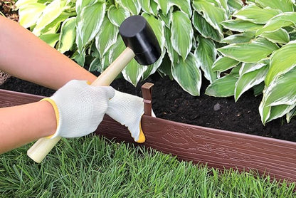 MASTER MARK Terrace Board, Landscape Coiled Edging, Grass Barrier, Bender Board, Garden Borders (Brown) 4 in. x 40 ft. with 10 Stakes