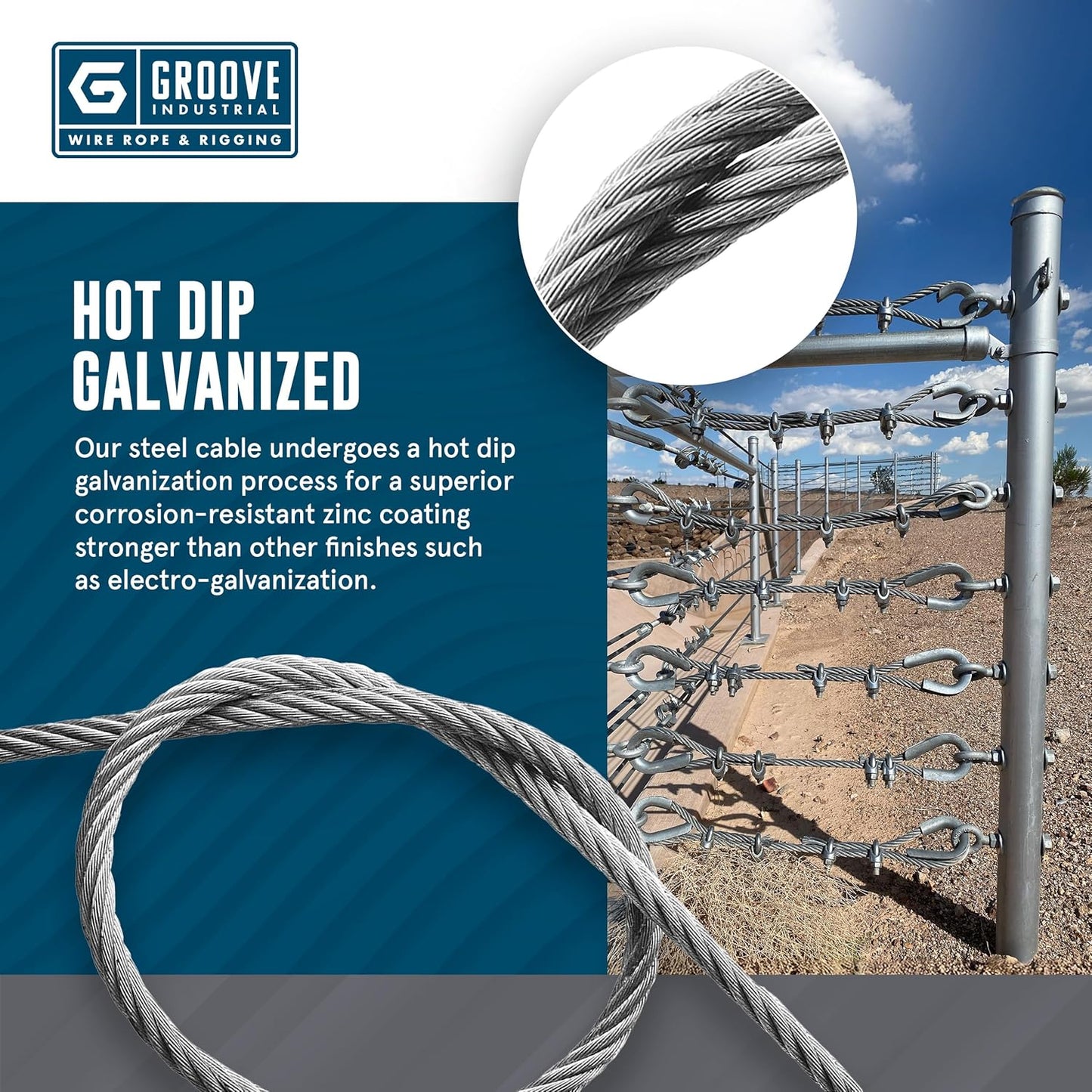 3/8’’ 7x19 Hot Dip Galvanized Aircraft Cable – Steel Wire Rope - 5000 Feet