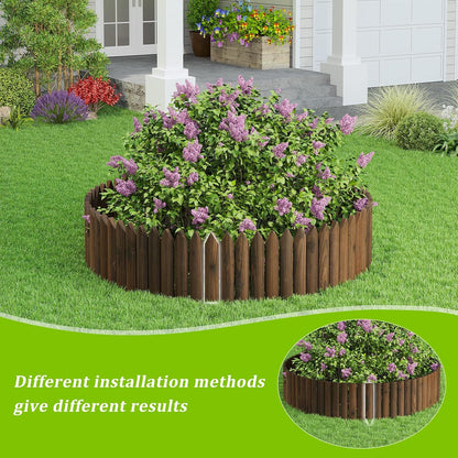 Wood Garden Edging Border Wooden Short Fence Landscape Edging Anti Corrosive Lawn 47.2" L X 11.8" H (2PACK)
