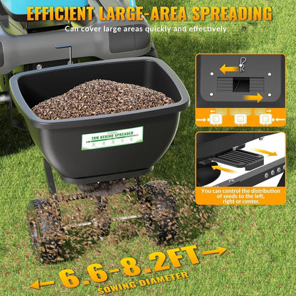 Tow Behind Broadcast Spreader, 200 LB Capacity,Fertilizer Spreader Holds up to 550 lbs with 13" Pneumatic Tires and Adjustable Flow Control Lever,for Fertilizer, Grass Seed, Salt, Ice Melt, Lawn