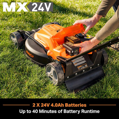LawnMaster CLMF4819X 19-inch Brushless Cordless Mower with 2X24V MAX* 4.0Ah Battery and a Dual Charger 6 Cutting Position