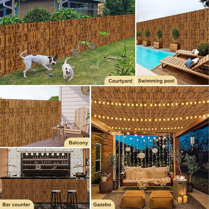 Reed Fencing Rolls,Patio Privacy Screen 5 Feet High,Decorative Bamboo Fence Rolls for Patio Balcony Garden Backyard Outdoor,5x10FT