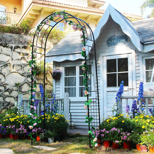 Metal Garden Arch, Wedding & Event Decoration, 94.5" H x 45.3" W Garden Arbor Trellis for Climbing Plants, Assemble Easily for Wedding Garden Arch Bridal Party Decoration High Arbor