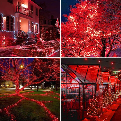 Joomer Solar Fairy Lights, 2-Pack Total 80FT 240LED Solar String Lights Outdoor Waterproof 8 Lighting Modes for Fence Party Garden Patio Yard Home Holiday Tree Outdoor Decoration (Red)