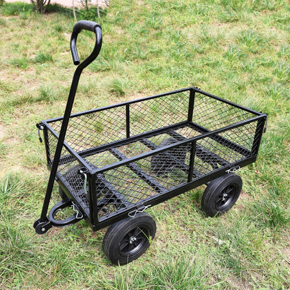 Wagon with Removable Sides Can be Used in Farms, Warehouses etc l Garden Dump cart- A Must-Have for Your Dream Garden Garden Essential- Dump cart Solid Wheels (Black Solid Wheels)