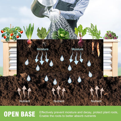 Wood Raised Garden Bed Outdoor Plant Box Planters for Outdoor 4X2X1.2 FT Plants with Galvanized Metal for Herbs Vegetables Flowers Great Patio Deck Balcony