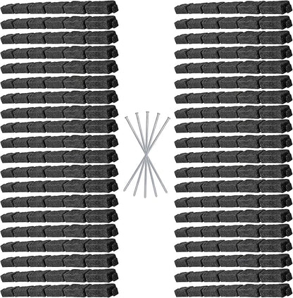 Beuta Landscape Edging | Garden Edging Border | Faux Stone Bricks for Lawn edging, Flower beds, Pathways & Yard Edging– 40 Packs | Each Section Has 6 Bricks 48"L x 4"W x 2.25"H | 120 Spikes |Charcoal