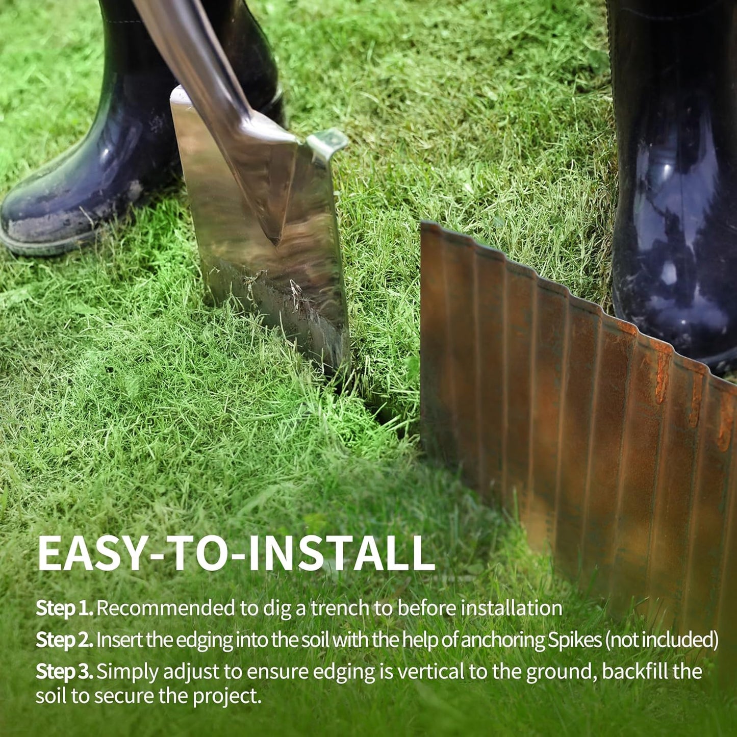 Worth Pre-Rusted Wide-Corrugated Garden Edging, 8" x20Ft Sturdy Steel Lawn Landscape Edging, Bendable Metal Long Strips of Border for Raised Flower Bed Tree Surrounds