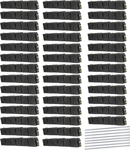 Beuta Landscape Edging | Garden Edging Border | Faux Stone Blocks for Lawn Edging, Flower Beds & Yard Edging – 40 Pack | Each Section Has 6 Blocks 48" L x 4" W x 6.5" H | 80 Spikes | Charcoal