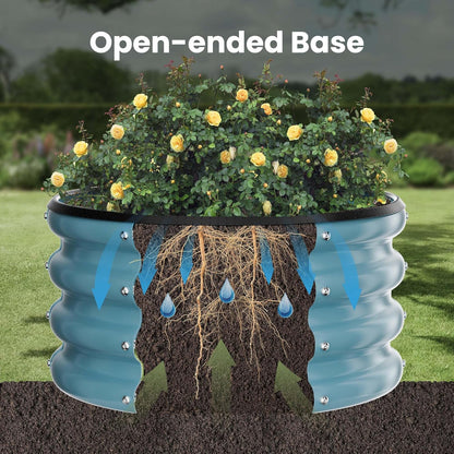 ZXZYHFTY Round Galvanized Raised Garden Bed kit, Blue Outdoor Garden Raised Planter Box, Round Large Metal Raised Garden Beds for Vegetable 2 * 2 * 1ft 1 Pack