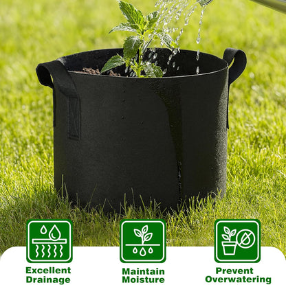 PHYEX 12-Pack 7 Gallon Grow Bags, Heavy Duty Fabric Pots with Handles, Reusable Plant Bags for Vegetable, Herbs & Flowers, BPA-Free, Breathable, Durable