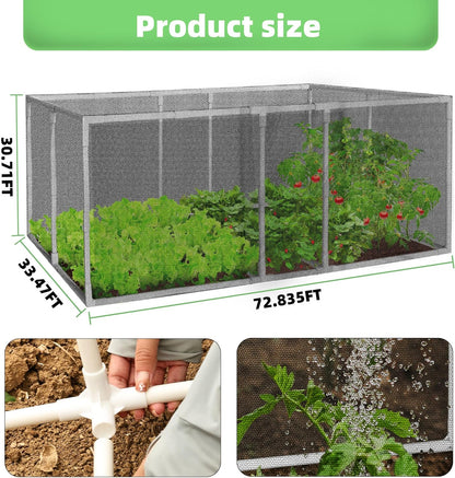 72 * 33 * 30 in Detachable Crop Cages for Garden, Plant Protection Tent with Garden Netting for Vegetables Fruits Flowers,Mesh Plant Covers for Outdoors (Black)