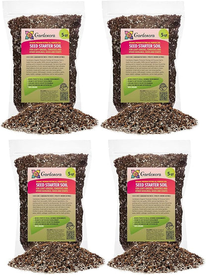 Premium Organic Seed Starter Soil - 20 Quart - All-Purpose Organic Potting Soil for Happy Seedlings and Plants by Gardenera (4 Bags of 5 Quarts)